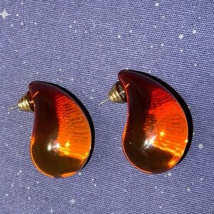 Amber Teardrop Lucite Post Earrings